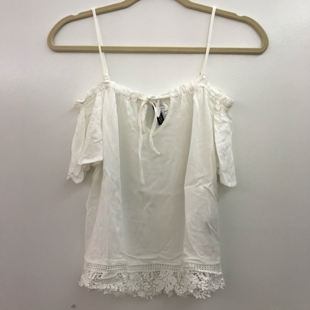 dainty white off-the-shoulder top